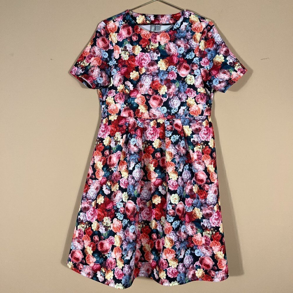 ASOS Scuba Knit Fit Floral Flare Dress